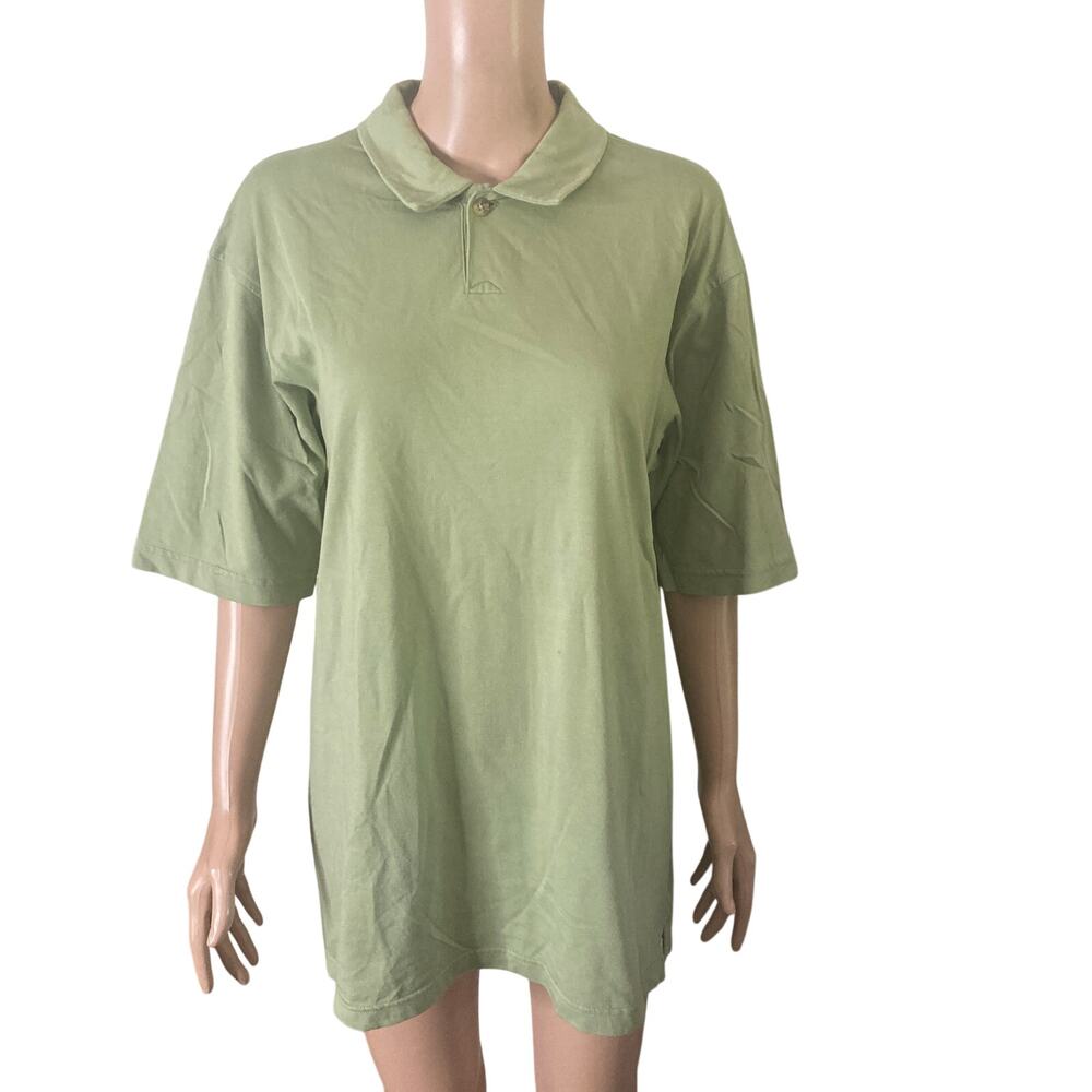 Sung Alfred Sung Mens M Green Polo Shirt Cotton Nylon Short Sleeve Casual